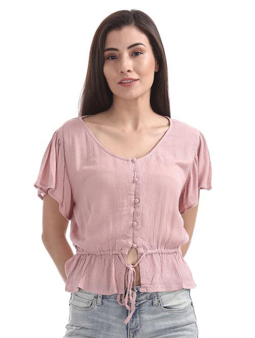 v-neck polka dot crop top - 18586741 - Very Small Image - 1