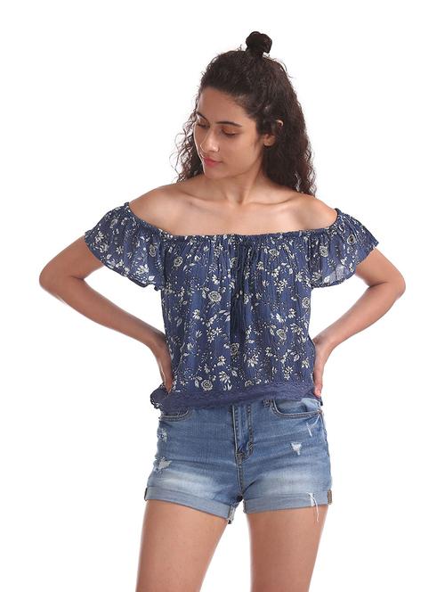 off shoulder floral top - 18586749 - Very Small Image - 1