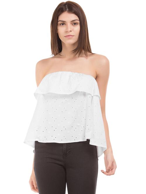 ruffle trim off shoulder top - 18586757 - Very Small Image - 1