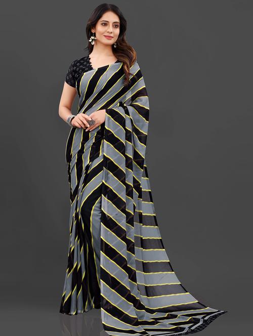 multi colored striped printed saree with blouse - 18587212 - Very Small Image - 1