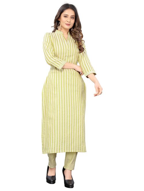 yellow striped straight kurta - 18587346 - Very Small Image - 1