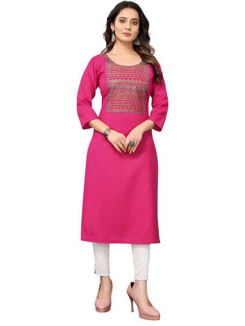 pink embroidered straight kurta - 18587352 - Very Small Image - 1