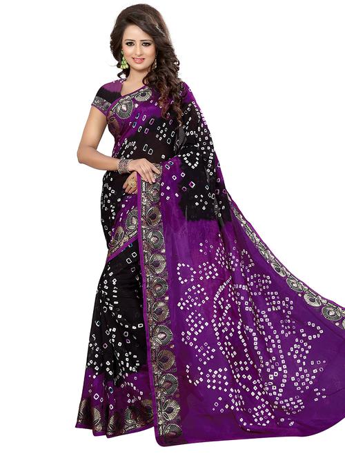 women's bandhani black colored saree - 18587531 - Very Small Image - 1