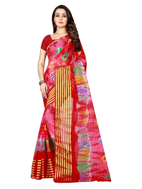 tie & dye jamdani saree with blouse - 18587605 - Very Small Image - 1