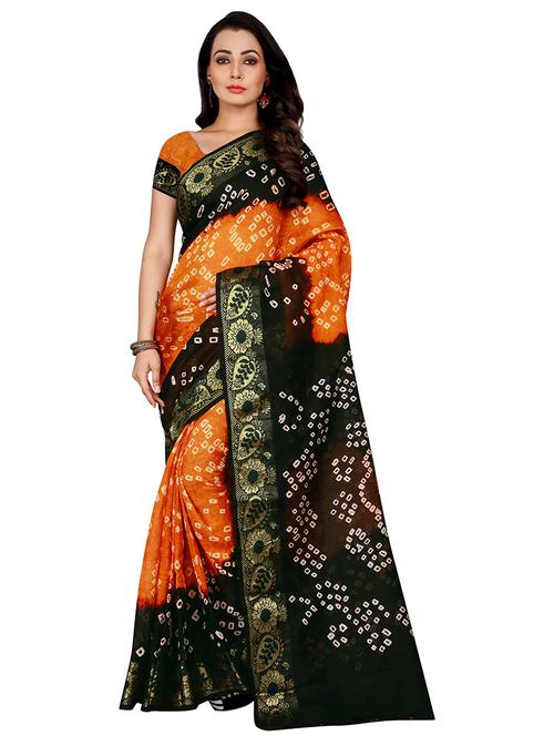 women's bandhani orange colored saree - 18587623 - Very Small Image - 1