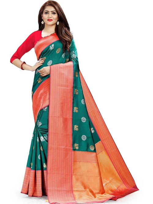 women's banarasi saree with blouse - 18587707 - Very Small Image - 1