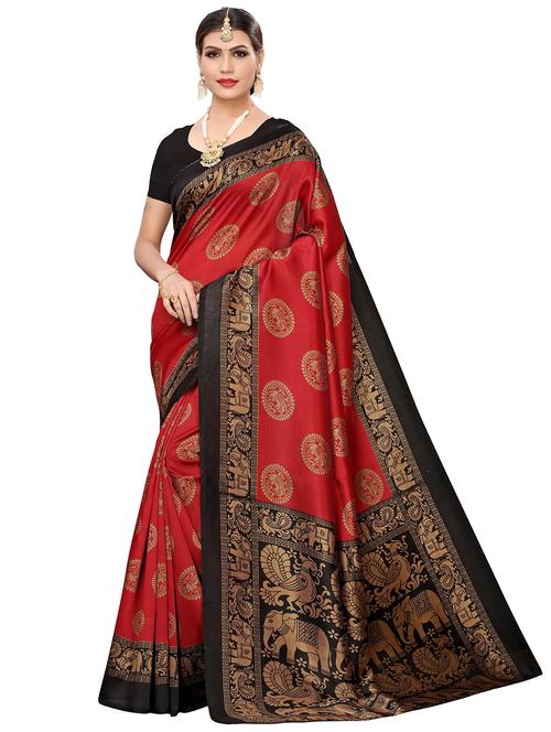 women's self design red colored saree with blouse - 18587800 - Very Small Image - 1