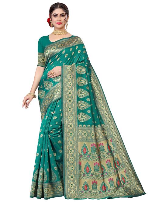 self design woven saree with blouse - 18587907 - Very Small Image - 1