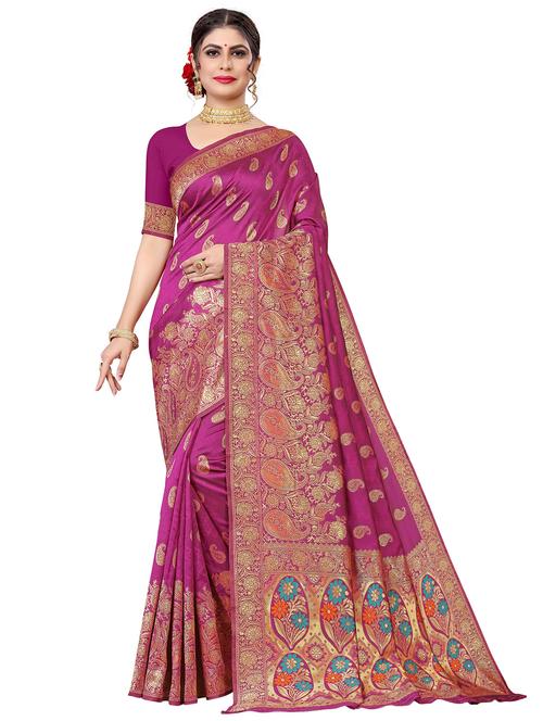 self design woven saree with blouse - 18587912 - Very Small Image - 1