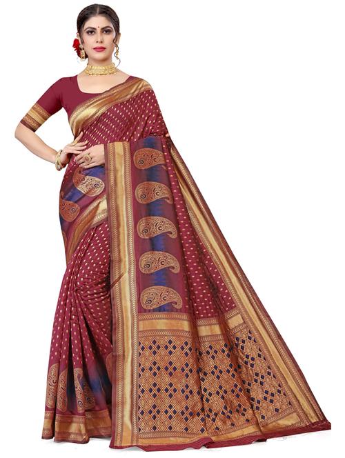 self design woven saree with blouse - 18587920 - Very Small Image - 1