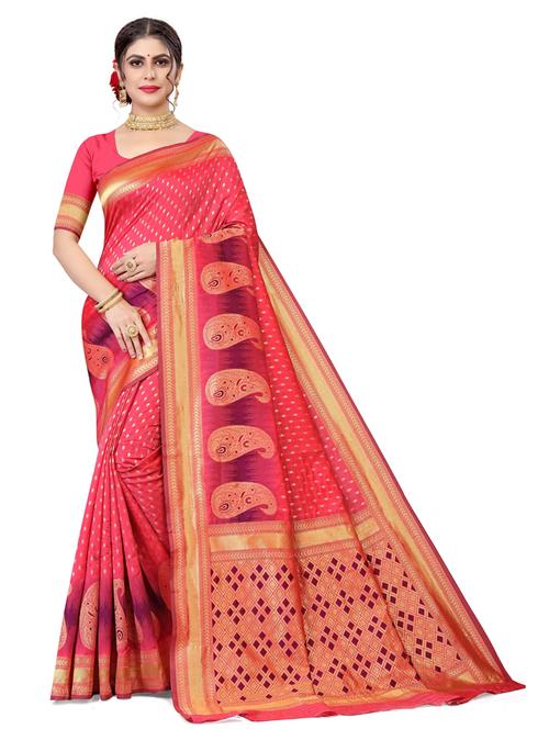 self design woven saree with blouse - 18587922 - Very Small Image - 1