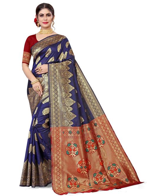 self design woven saree with blouse - 18587925 - Very Small Image - 1