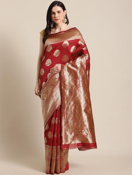 women's banarasi saree with blouse - 18587967 - Very Small Image - 1