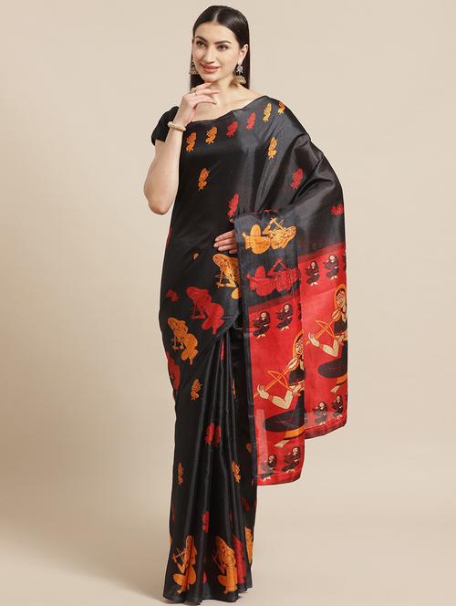 women's quirky black colored saree - 18588044 - Very Small Image - 1