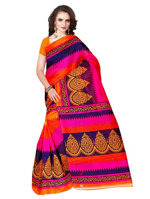 women's printed pink colored saree - 18588091 - Very Small Image - 1