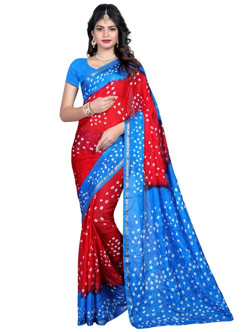 women's bandhani red colored saree - 18588149 - Very Small Image - 1