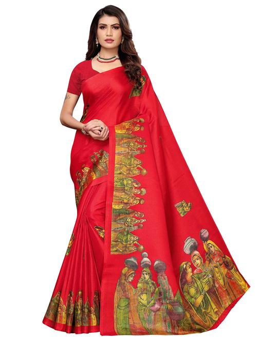 women's warli red colored saree - 18588221 - Very Small Image - 1
