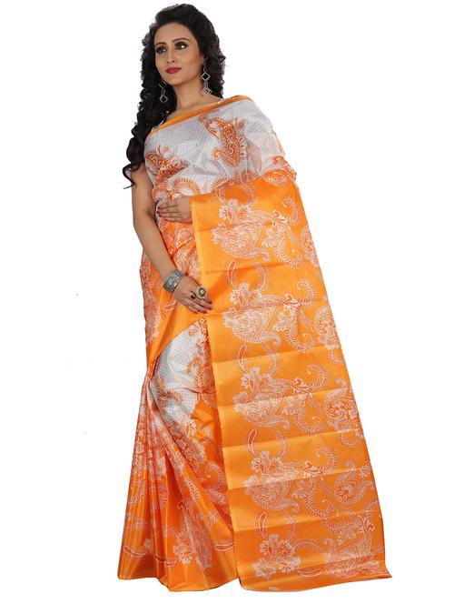 women's paisley orange colored saree - 18588312 - Very Small Image - 1