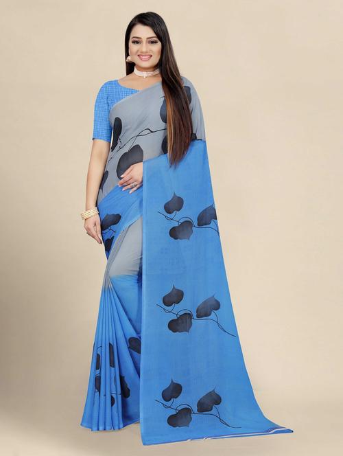 women's printed grey colored saree - 18588419 - Very Small Image - 1