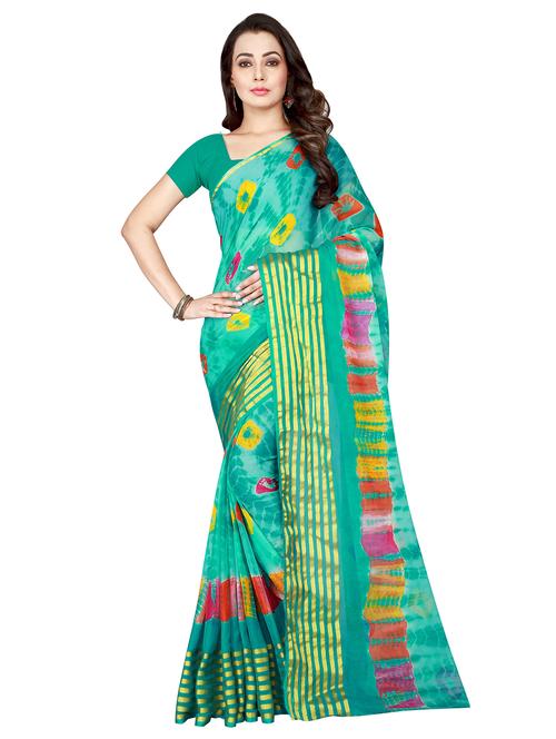 women's tie & dye green colored saree - 18588459 - Very Small Image - 1