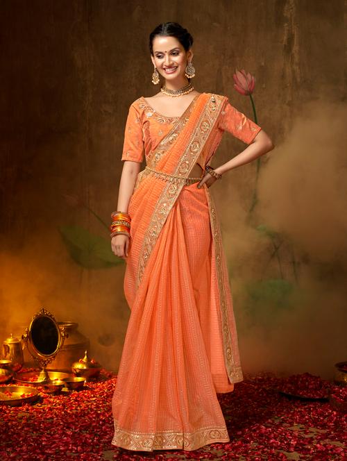 bordered banarasi saree - 18588570 - Very Small Image - 1