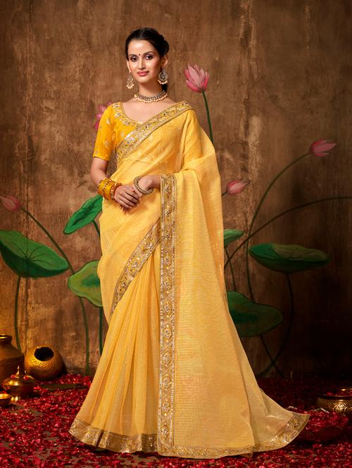 bordered banarasi saree with blouse - 18588573 - Very Small Image - 1