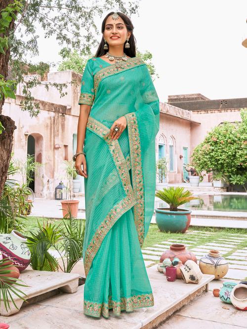 bordered banarasi saree with blouse - 18588584 - Very Small Image - 1