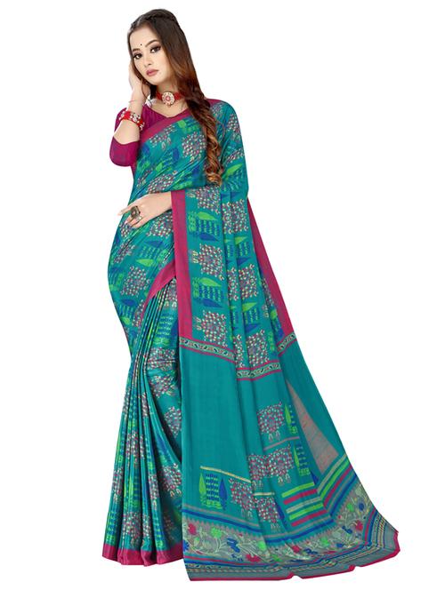 printed saree with blouse piece - 18588871 - Very Small Image - 1