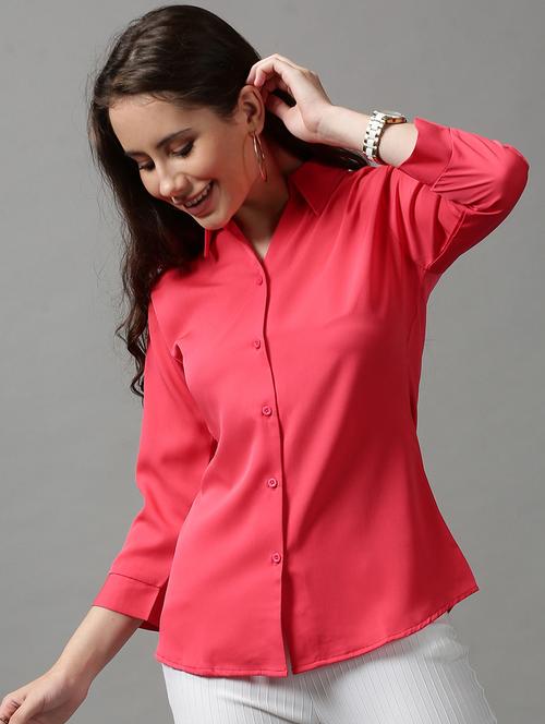 pink solid polyester shirt - 18589045 - Very Small Image - 1