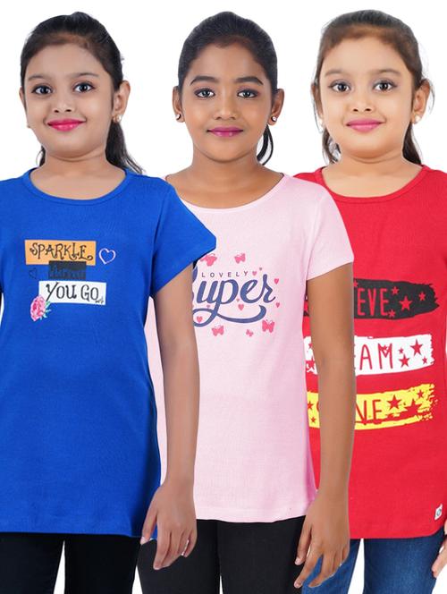 girls pack of 3 printed tee - 18589318 - Very Small Image - 1