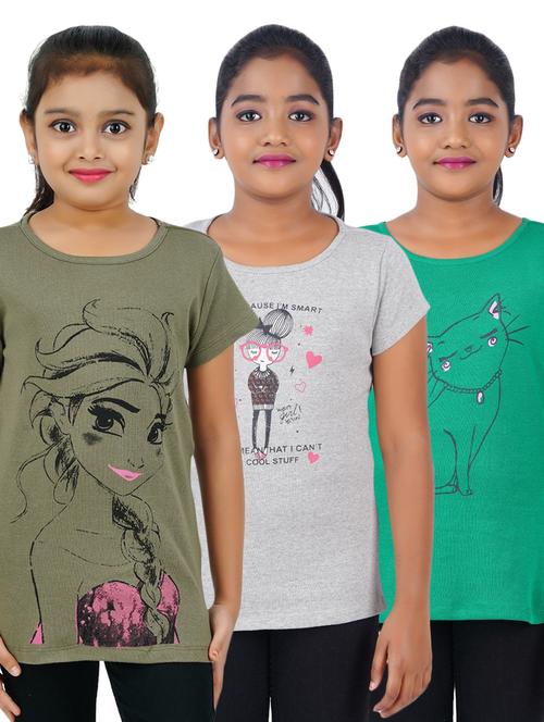 girls pack of 3 printed tee - 18589320 - Very Small Image - 1