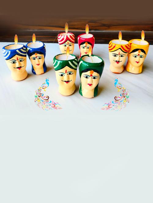 tryna home decor, fancy diyas for decoration, festive season, deepak lights decor (4 pair) - 18589514 - Very Small Image - 1