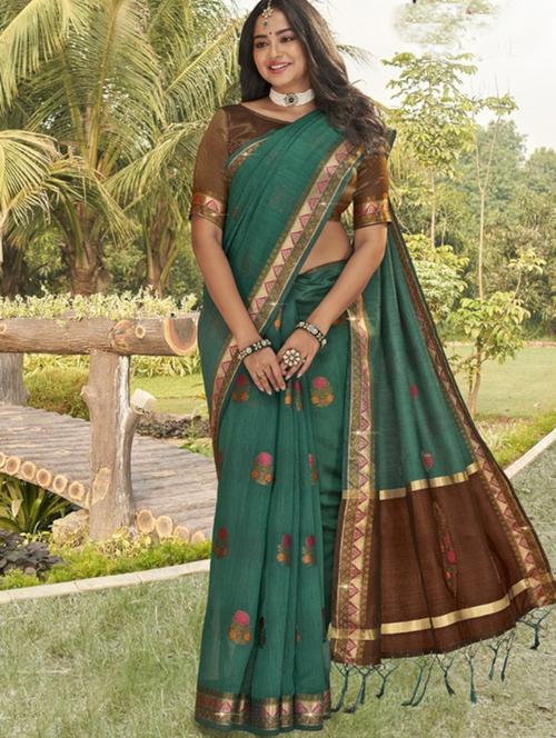 self design woven saree with blouse - 18589704 - Very Small Image - 1