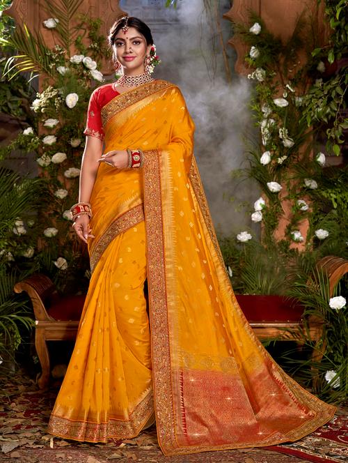self design woven saree with blouse - 18589728 - Very Small Image - 1