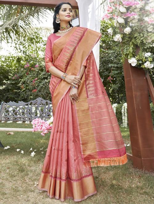 self design kanjivaram saree with blouse - 18589729 - Very Small Image - 1