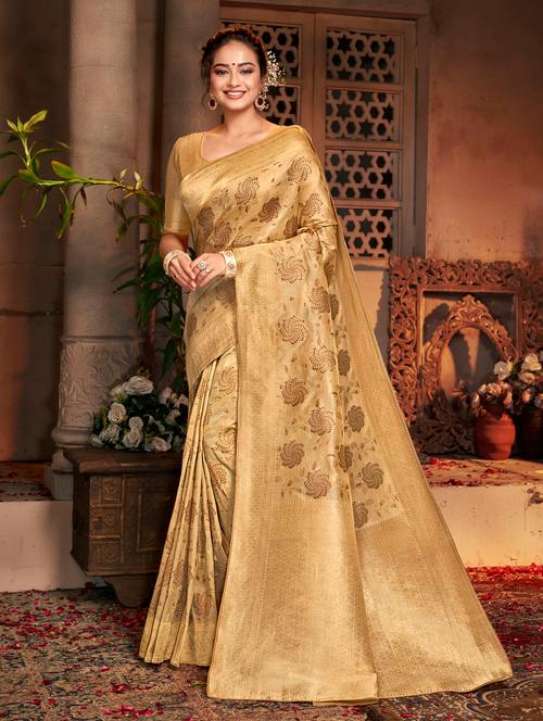 self design kanjivaram saree with blouse - 18589742 - Very Small Image - 1