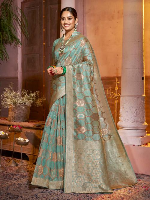 self design kanjivaram saree with blouse - 18589747 - Very Small Image - 1