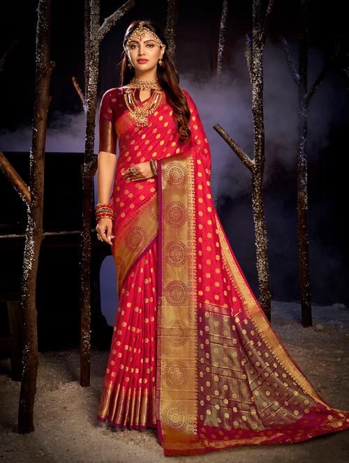 self design woven saree with blouse - 18589774 - Very Small Image - 1