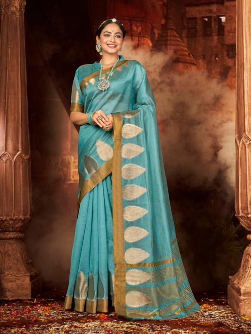 self design woven saree with blouse - 18589824 - Very Small Image - 1