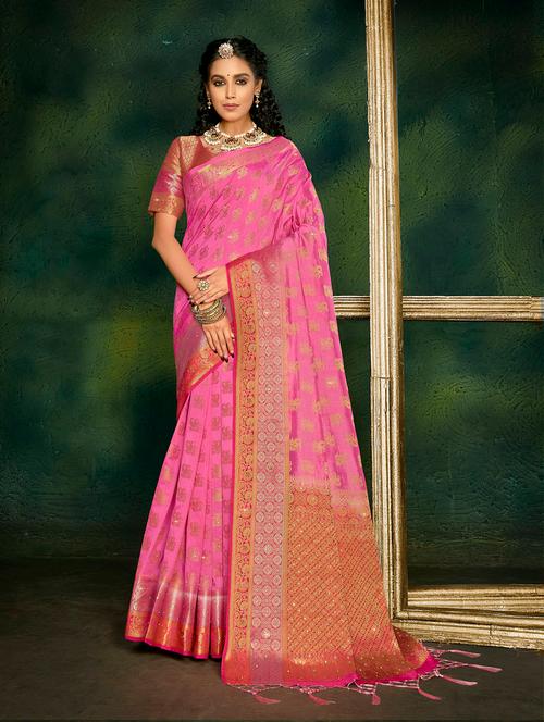 self design woven saree with blouse - 18589827 - Very Small Image - 1