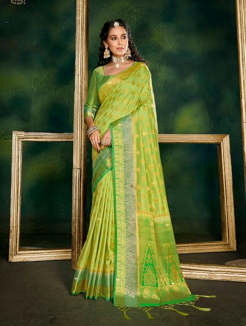 self design woven saree with blouse - 18589828 - Very Small Image - 1