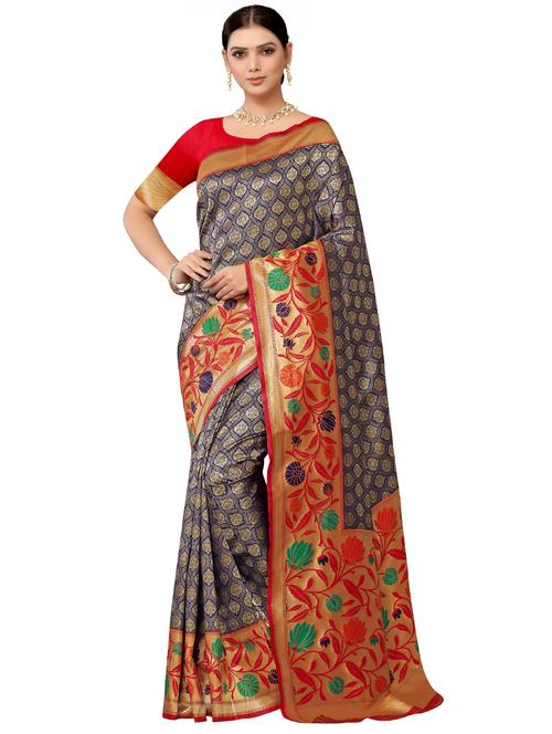 self design banarasi saree - 18590684 - Very Small Image - 1
