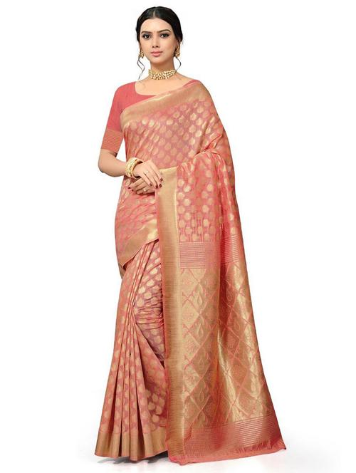ethnic motif banarasi saree with blouse - 18590704 - Very Small Image - 1