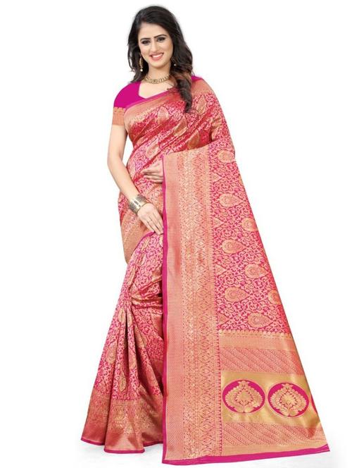 jacquard work banarasi saree with blouse - 18590706 - Very Small Image - 1