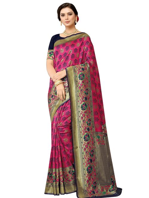 jacquard work banarasi saree with blouse - 18590709 - Very Small Image - 1