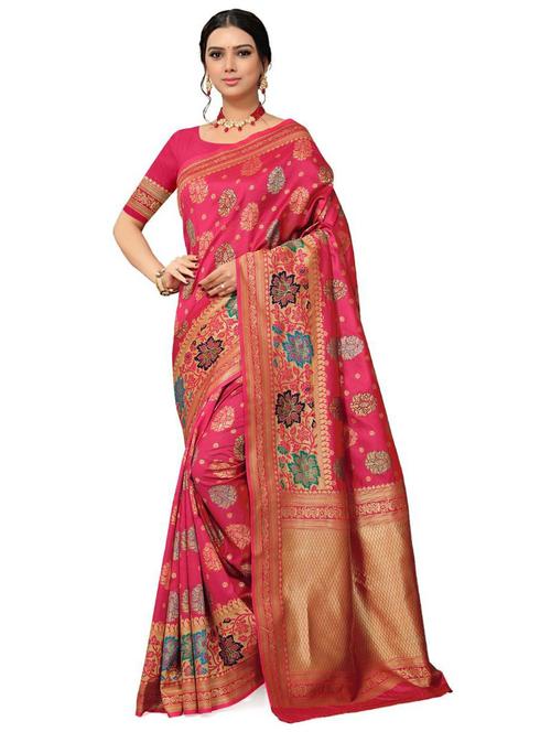 jacquard work banarasi saree with blouse - 18590712 - Very Small Image - 1