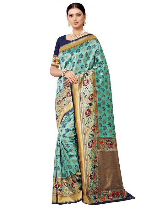 jacquard work banarasi saree with blouse - 18590713 - Very Small Image - 1
