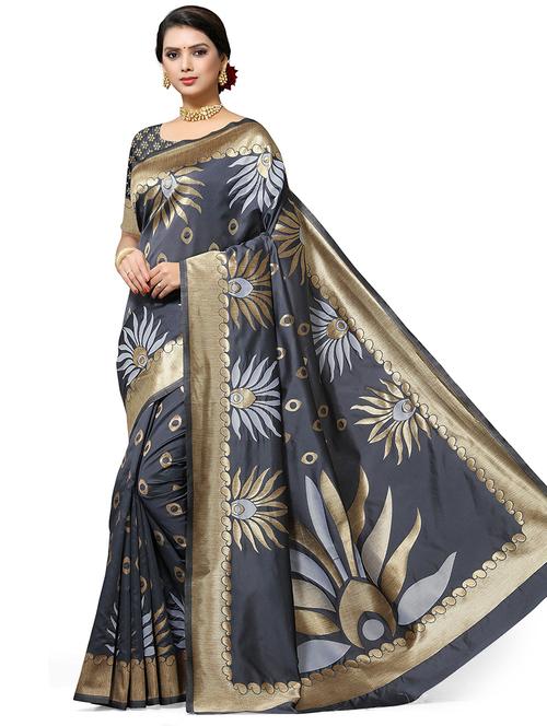 printed jamdani saree with blouse - 18590756 - Very Small Image - 1