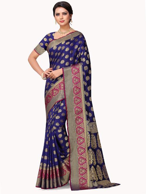 jacquard work banarasi saree with blouse - 18590759 - Very Small Image - 1