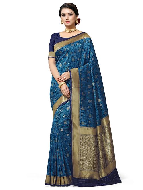 zari work banarasi saree with blouse - 18590761 - Very Small Image - 1
